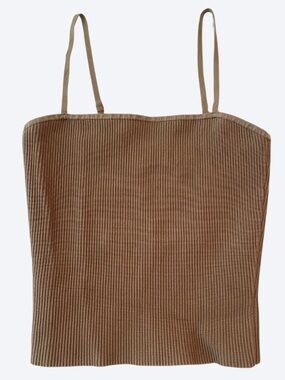 Babaton Tan Sculpt Knit Squareneck Cami Tank Top Size Medium
